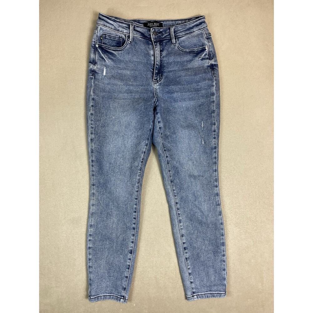 Judy Blue Jeans Womens 5/27 Blue High Rise Skinny Fit Distressed Stretch Denim